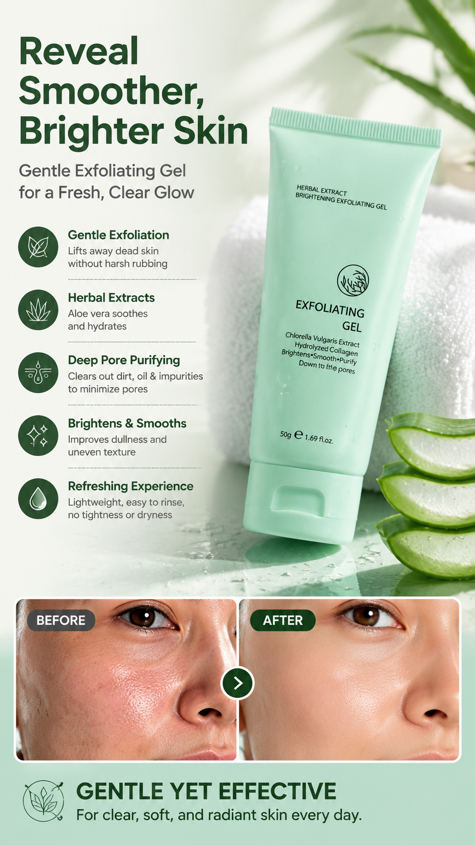 🏆 Offre spéciale du dernier jour : 9,99 € ! 🔥 2 achetés, le 3e offert 🎁 Gel exfoliant éclaircissant aux extraits de plante – Formule douce végétale, exfoliation efficace & soin unifiant pour la peau 🧴