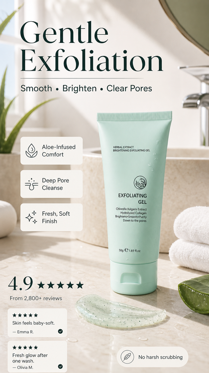 🏆 Offre spéciale du dernier jour : 9,99 € ! 🔥 2 achetés, le 3e offert 🎁 Gel exfoliant éclaircissant aux extraits de plante – Formule douce végétale, exfoliation efficace & soin unifiant pour la peau 🧴