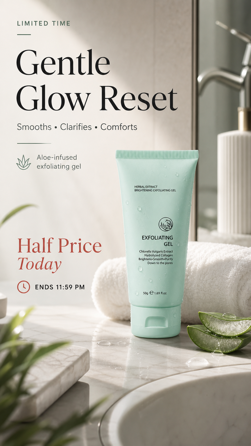 🏆 Offre spéciale du dernier jour : 9,99 € ! 🔥 2 achetés, le 3e offert 🎁 Gel exfoliant éclaircissant aux extraits de plante – Formule douce végétale, exfoliation efficace & soin unifiant pour la peau 🧴