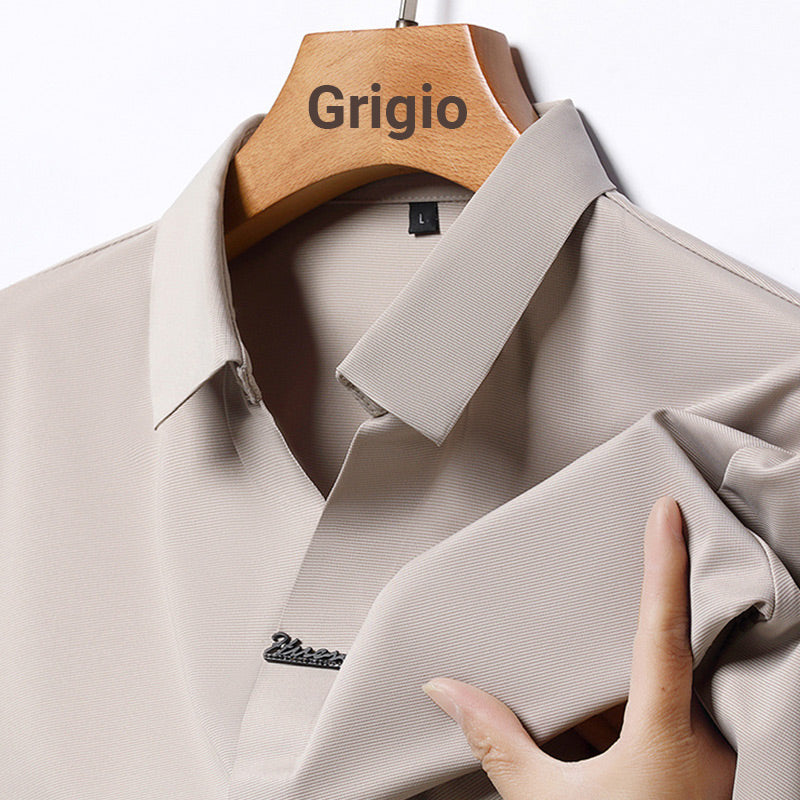 T-shirt da Uomo Casual Traspirante e Antipiega con Colletto a Revers