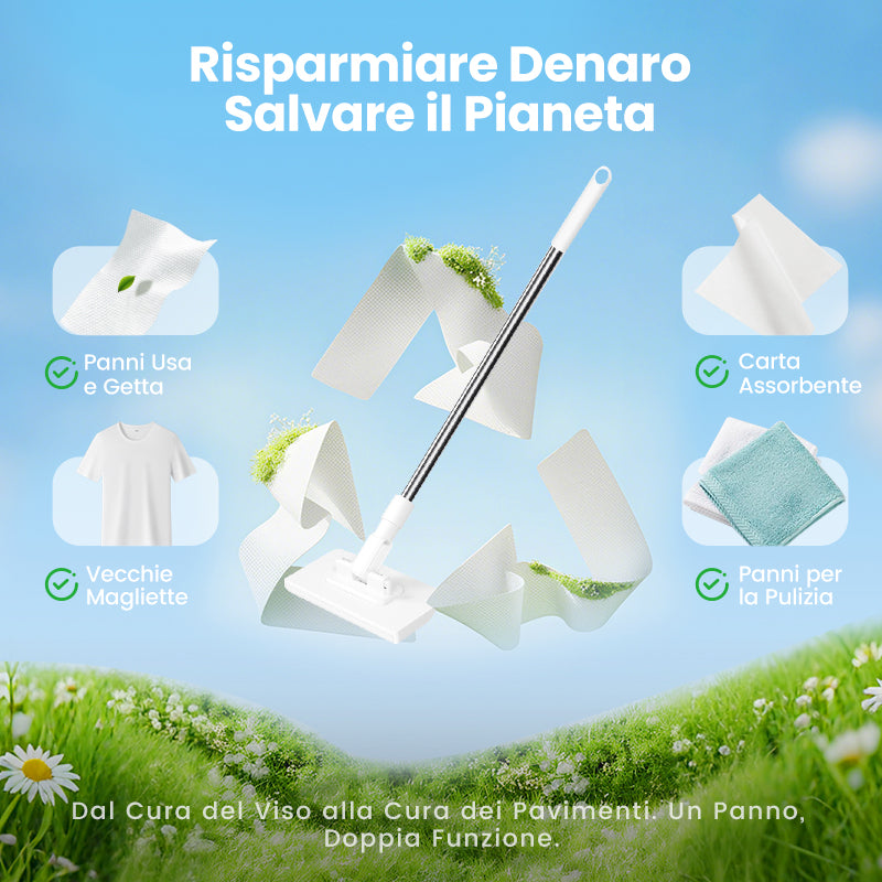 Scopa Catturapolvere Usa e Getta con 4 Panni Riutilizzabili