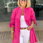 Giacca camicia da donna lunga in cotone tinta unita