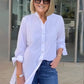 Giacca camicia da donna lunga in cotone tinta unita
