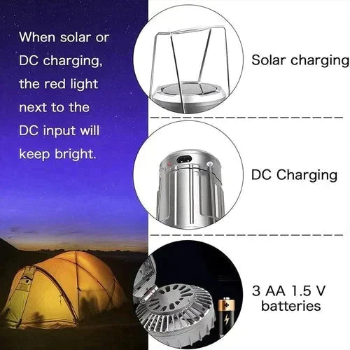 🔥Luz LED portátil para acampar con ventilador