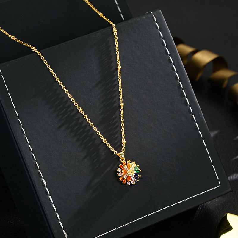 🎆PROMO LIMITÉE 50%💎Ensemble Bijoux Feu d'Artifice – Boucles d'Oreilles & Collier, Zirconium Cubique, Plaqué 18K, Cuivre Durable, Parfait pour Soirées & Cadeaux✨