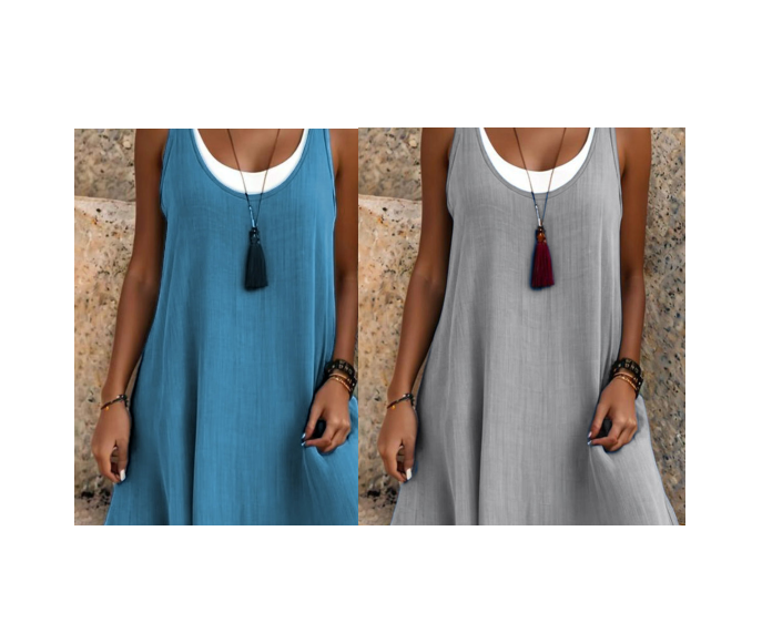 ⏰Dernier jour des soldes : 55 % de réduction 💃Robe débardeur deux pièces décontractée et ample sans manches pour femme