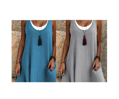 ⏰Dernier jour des soldes : 55 % de réduction 💃Robe débardeur deux pièces décontractée et ample sans manches pour femme
