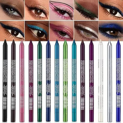Colección Sparkling Gel Eyeliner: 14 tonos resistentes al agua, perlados y metálicos para jugar. Intensidad de una sola pasada, uso durante todo el día. 🌈💫