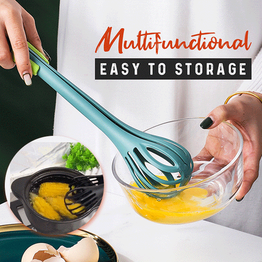 Utensile da cucina 2-in-1: pinza da cucina e frusta per uova