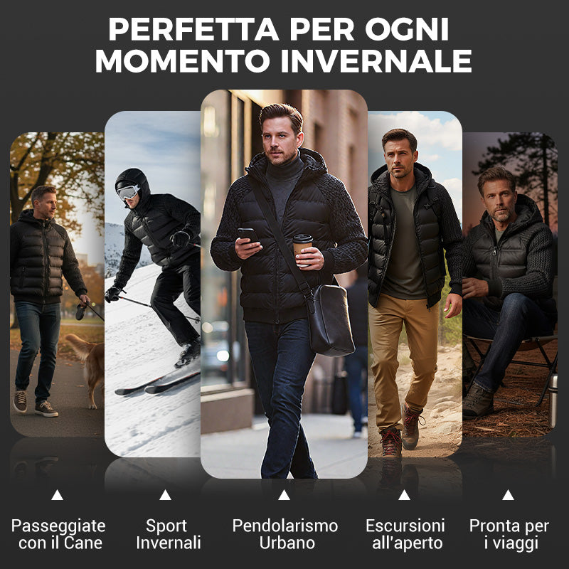 ⏳Offerta limitata nel tempo⏰Giacca antivento imbottita con cappuccio da uomo