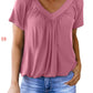 🎁Vendita calda 50% di sconto🌷Top donna casual plissettato con scollo a V e maniche corte