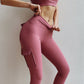 Leggings sexy elasticizzati da donna con tasche, pantaloni da ginnastica per il fitness