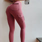 Leggings sexy elasticizzati da donna con tasche, pantaloni da ginnastica per il fitness