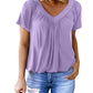 🎁Vendita calda 50% di sconto🌷Top donna casual plissettato con scollo a V e maniche corte