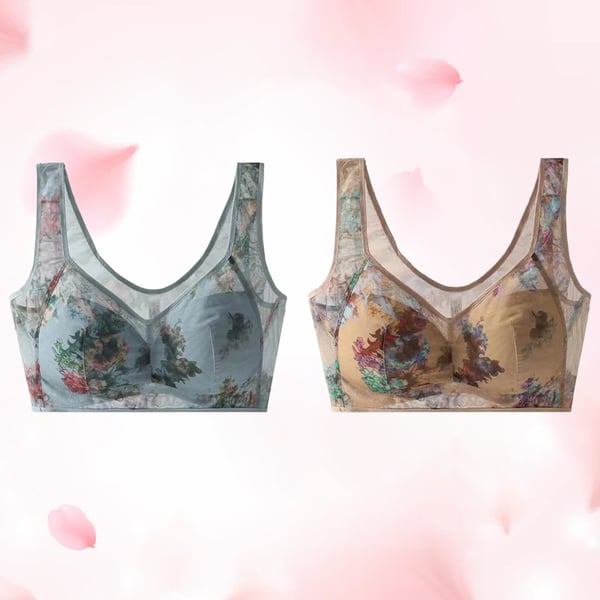 【🌸2024 Nuovi prodotti】💖Biancheria intima con motivo floreale in pizzo senza anello in acciaio