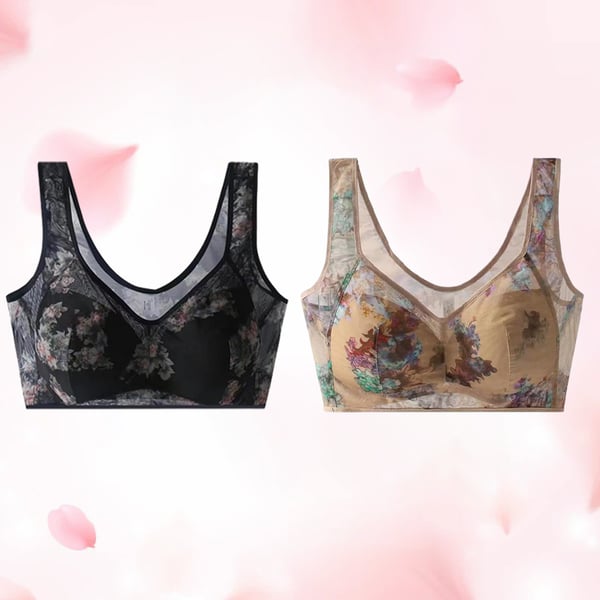 【🌸2024 Nuovi prodotti】💖Biancheria intima con motivo floreale in pizzo senza anello in acciaio