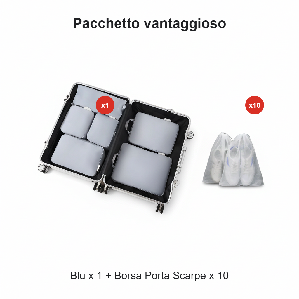 6 cubi di compressione per l'imballaggio da viaggio