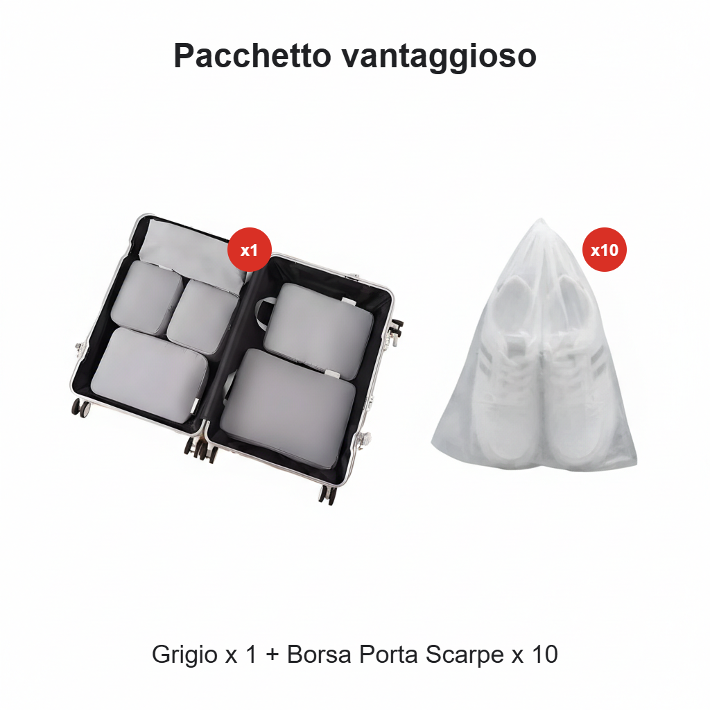 6 cubi di compressione per l'imballaggio da viaggio