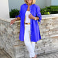 Giacca camicia da donna lunga in cotone tinta unita