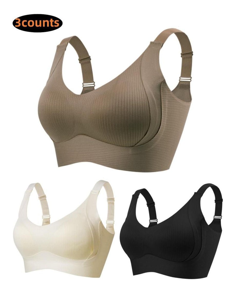 🎁Acquistane 1 e ricevi 3 confezioni💕Reggiseno push-up a costine da donna, regolabile e senza ferrett