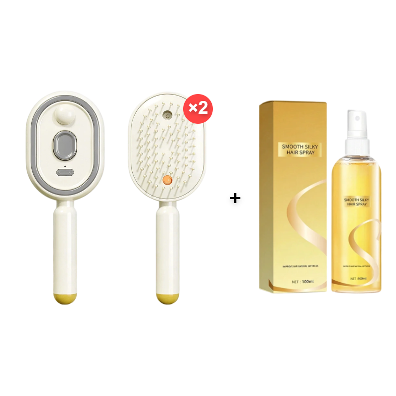 💆‍♀️ 50% DE RÉDUCTION ! 🎉 Brosse Électrique Cheveux – Spray Hydratant, Massage & Lissant Instantané ✨📦