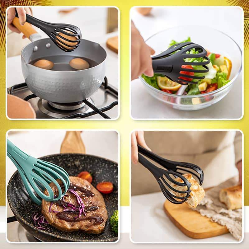 Utensile da cucina 2-in-1: pinza da cucina e frusta per uova