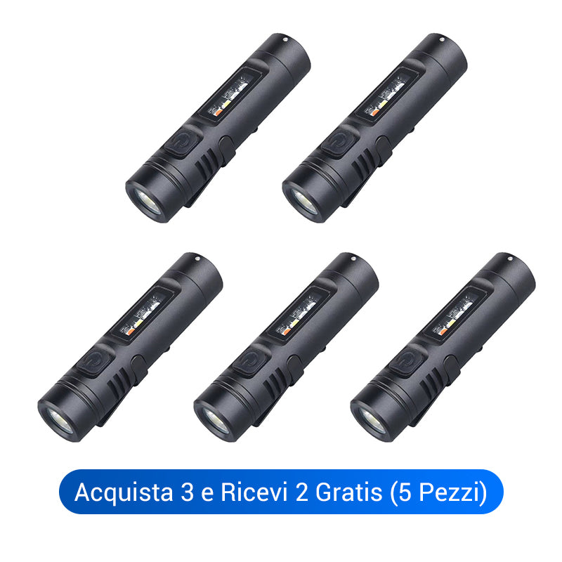 Mini torcia elettrica multifunzionale in lega di alluminio