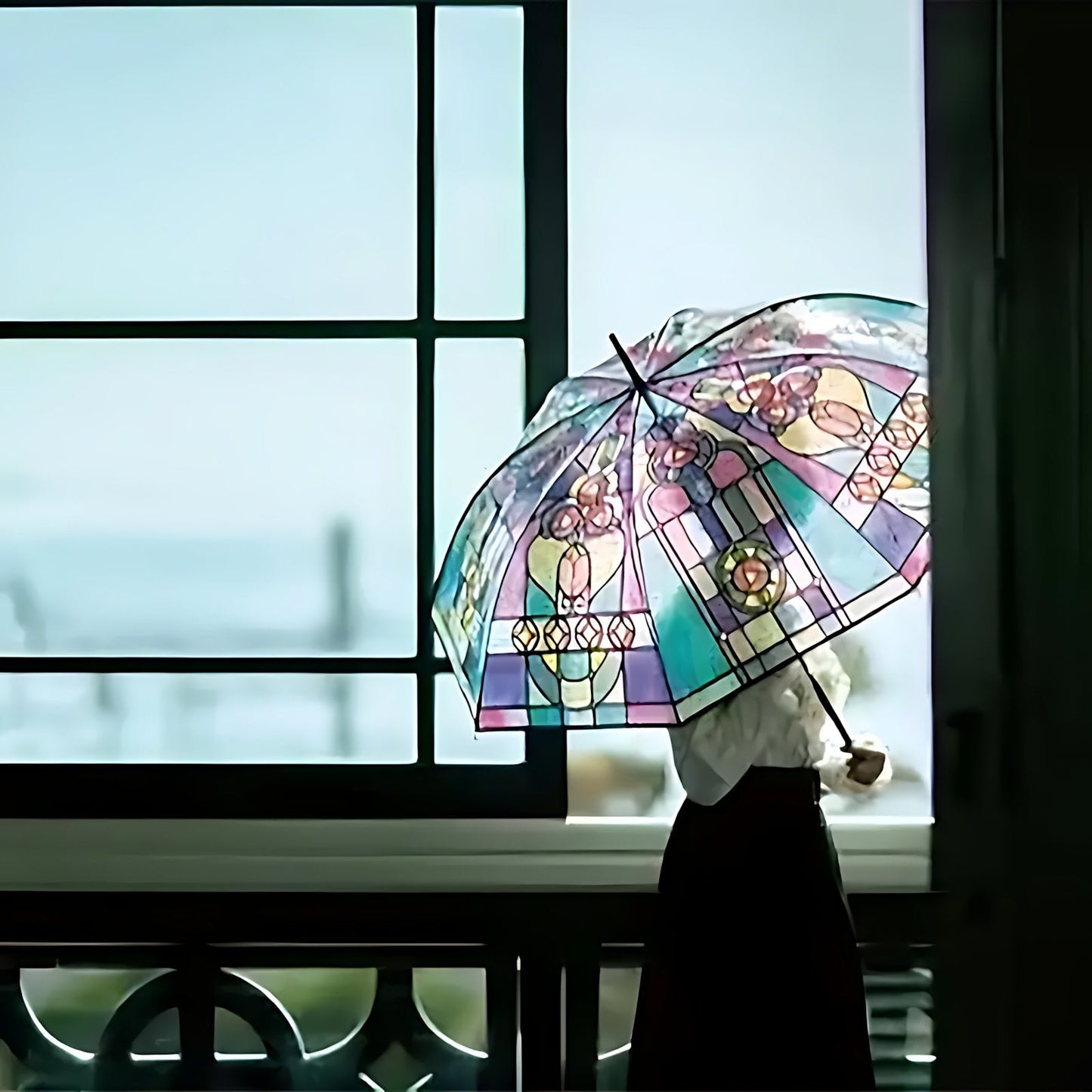 🔥Hot Sale 49% OFF -Vintage Stained Glass Automatic Umbrella