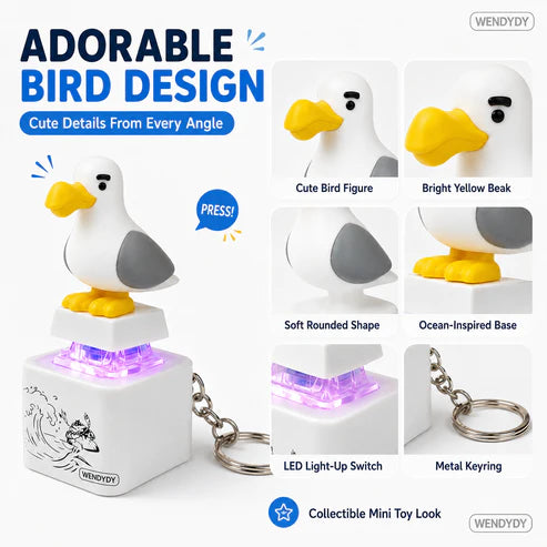 Seagull MINE! Button Keychain-Real Sound & LED Light, Funny Interactive Gift for Friends & Family summerwins