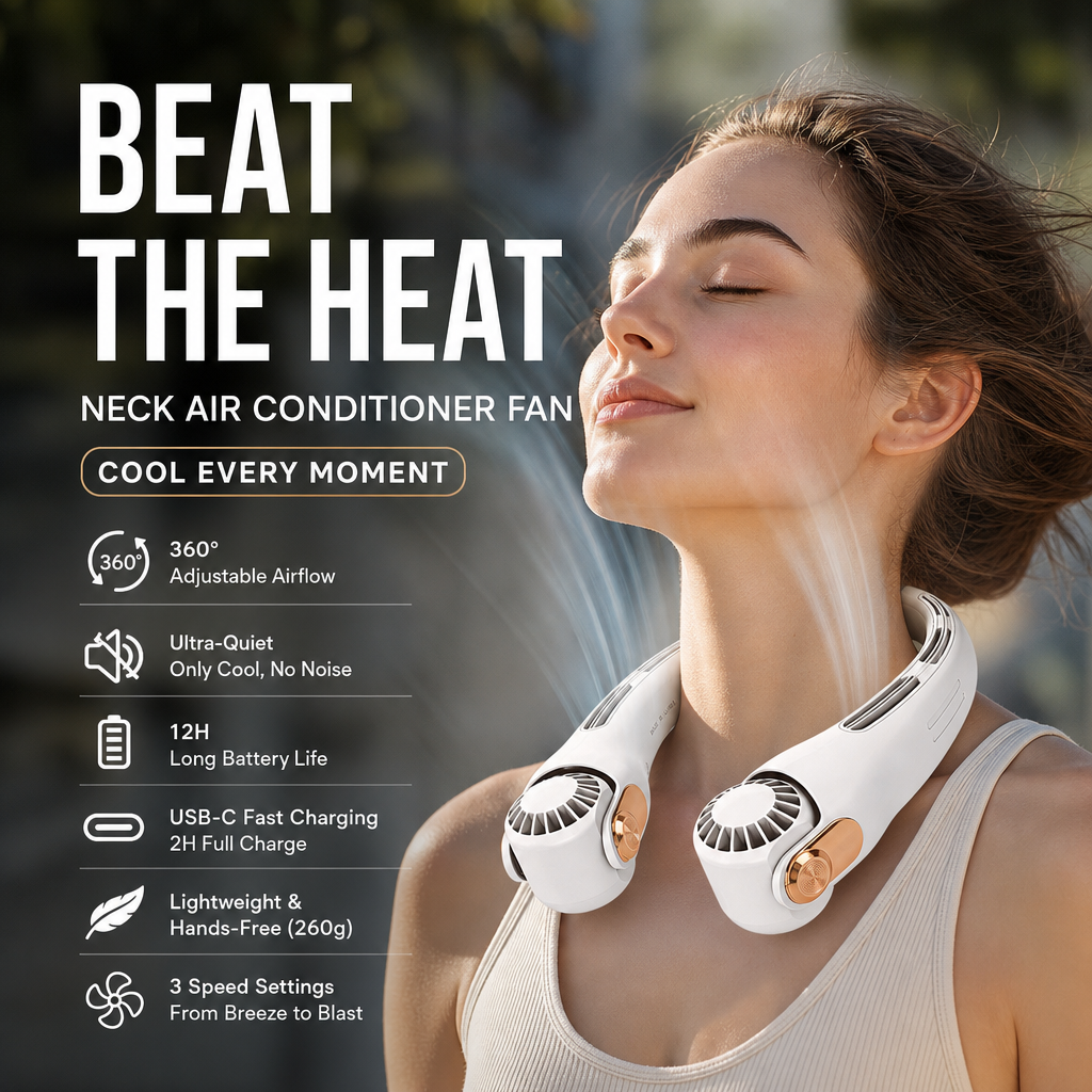 🥳💨 50 % DE RÉDUCTION ! ❄️ Ventilateur de climatisation pour la nuque – Un rafraîchissement personnel ultra-silencieux pour l'ét😎🌬️