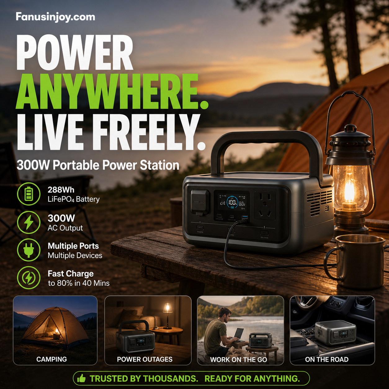 ⌛️ Offre Limitée 50% DE RÉDUCTION ! 🔋 Alimentation portable, ne craignez plus les coupures de courant ! ⚡️ Station d'Énergie Extérieure 300W avec Batterie LFP