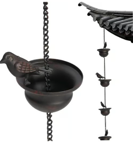 Catena Decorativa per Pioggia con Design di Vasca per Uccelli