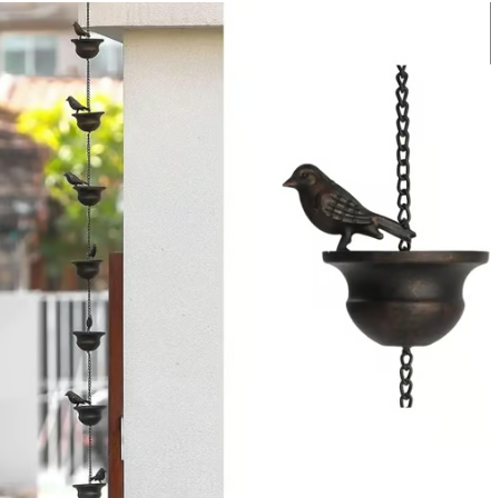 Catena Decorativa per Pioggia con Design di Vasca per Uccelli