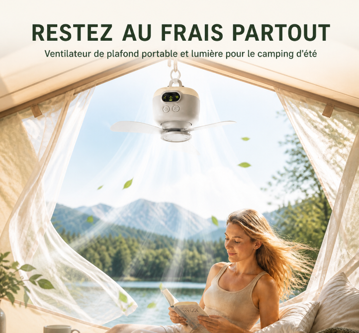 🏭 Direct usine 🚀 Livraison à domicile💨Ventilateur de plafond portable 2-en-1 (avec éclairage LED)