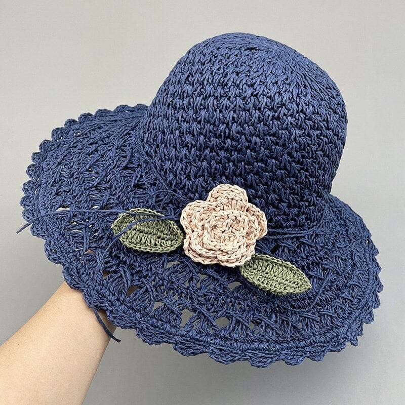 👒Elegante cappello di paglia all'uncinetto con dettaglio volant