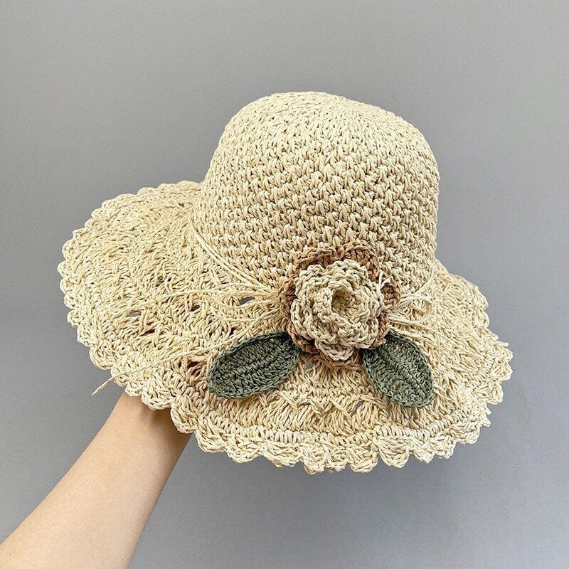 👒Elegante cappello di paglia all'uncinetto con dettaglio volant