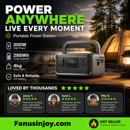 ⌛️ Offre Limitée 50% DE RÉDUCTION ! 🔋 Alimentation portable, ne craignez plus les coupures de courant ! ⚡️ Station d'Énergie Extérieure 300W avec Batterie LFP