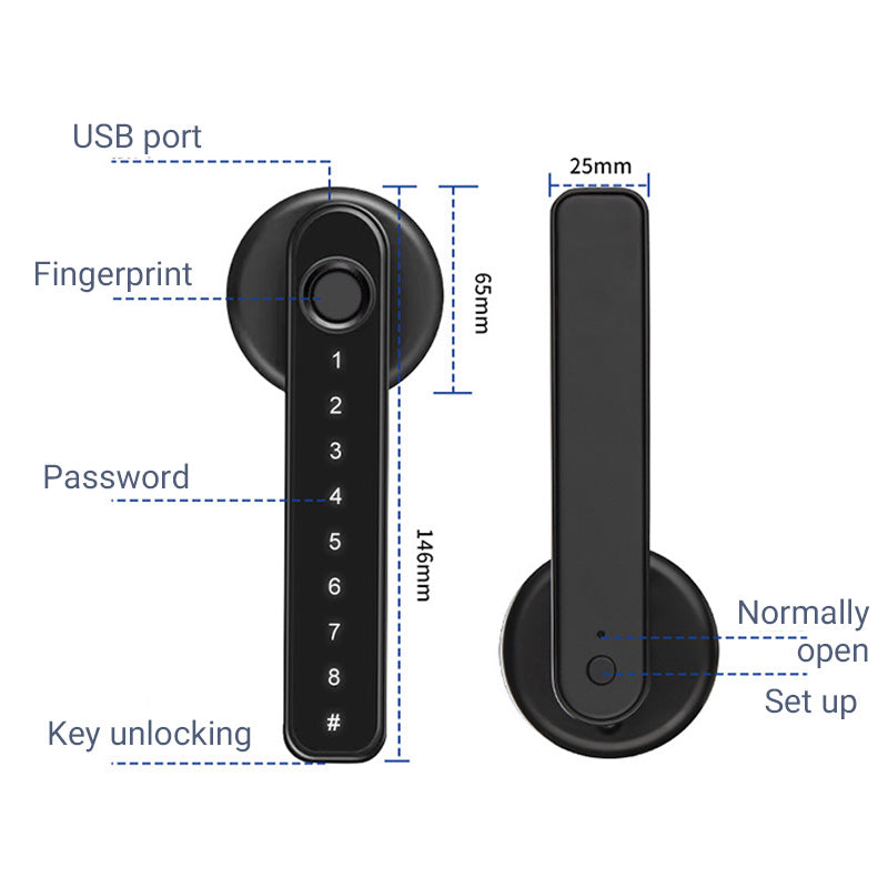 ✅Spedizione gratuita✈Impronta digitale Smart Door Lock Handle con controllo Bluetooth APP