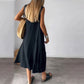 Abito casual senza maniche in cotone e lino con tasca