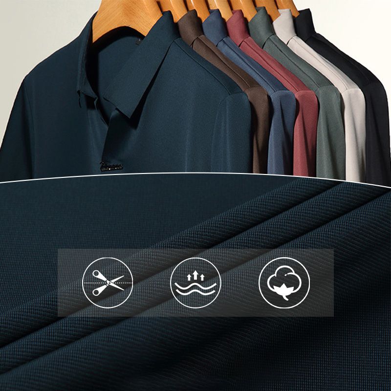 T-shirt da Uomo Casual Traspirante e Antipiega con Colletto a Revers