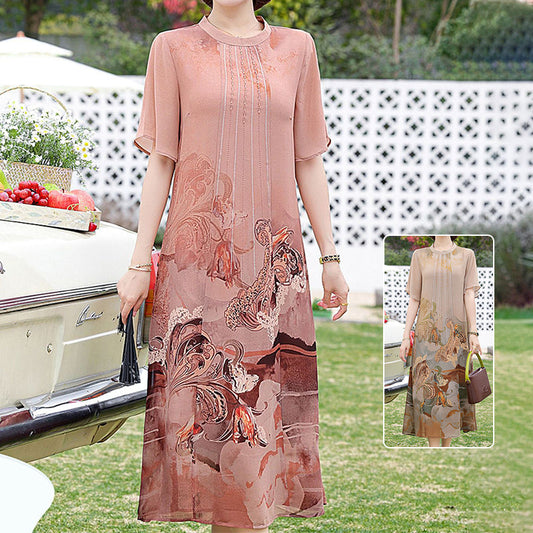 Women's Elegant Printed Chiffon Dress