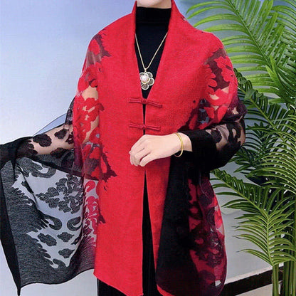 Elegant Shawl Wrap for Women with Knot Buttons