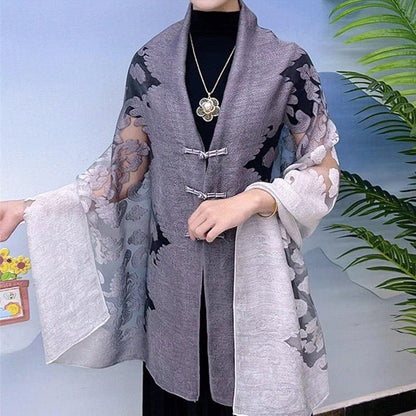 Elegant Shawl Wrap for Women with Knot Buttons