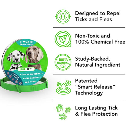 Washable Adjustable Flea & Tick Prevention Collar for Pets