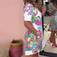 Abito da Donna con Scollo a V e Stampa Colorata