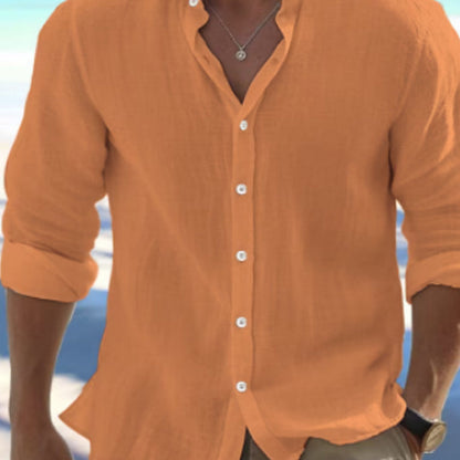 Camicia a Bottoni da Uomo Casual di Colore Unito