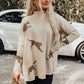 Top casual retrò a maniche lunghe con stampa tigre e leopardo