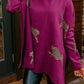 Top casual retrò a maniche lunghe con stampa tigre e leopardo