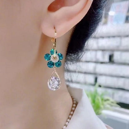 Pendientes de cristal con gota de flor