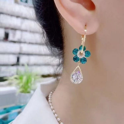 Pendientes de cristal con gota de flor